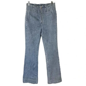Emory Park Denim Flare High Waist Blue Jeans Women Size S Front Exposed Zipper